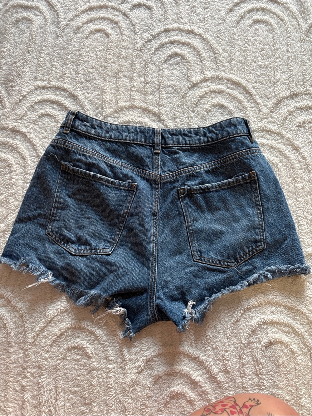 Garage Dark Blue Distressed High-Rise Denim Shorts - Picture 2 of 2
